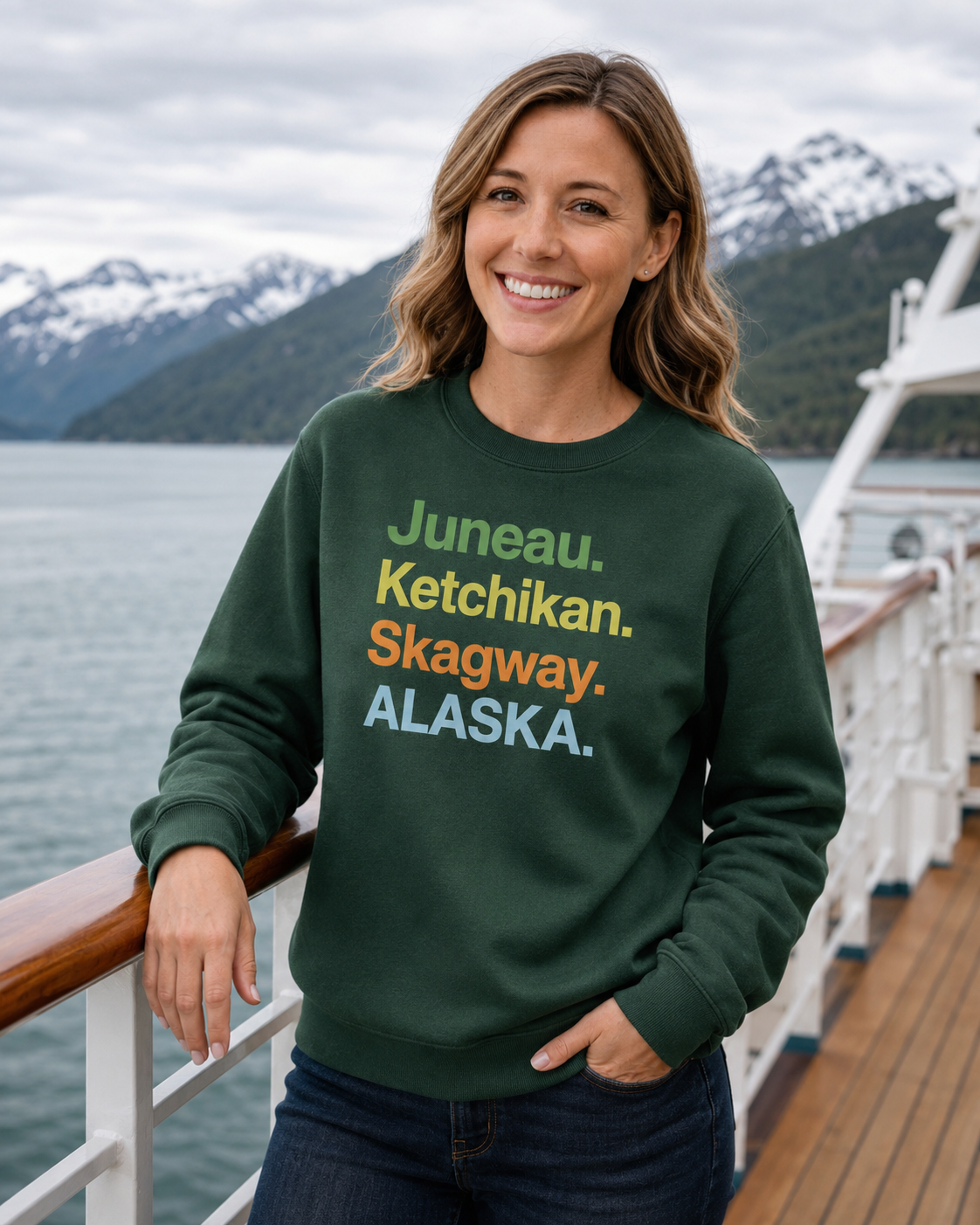 Alaska Cruise Crewneck Sweatshirt – Inside Passage Port Cities