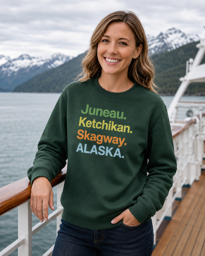 Alaska Cruise Crewneck Sweatshirt – Inside Passage Port Cities