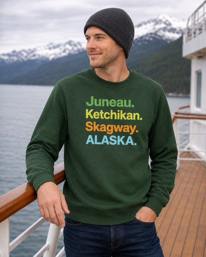 Alaska Cruise Crewneck Sweatshirt – Inside Passage Port Cities