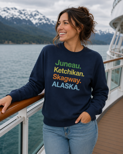 Alaska Cruise Crewneck Sweatshirt – Inside Passage Port Cities